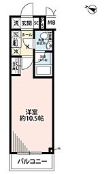 プレール・ドゥーク中板橋2 1Kの間取図画像