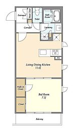 ZX minami-Otsuka II 1階1LDKの間取り
