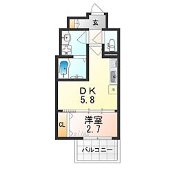 JR阪和線 堺市駅 徒歩3分の賃貸マンション 5階1DKの間取り