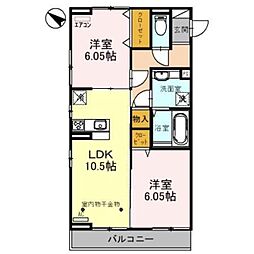 ノーブル浦和美園 2LDKの間取図画像