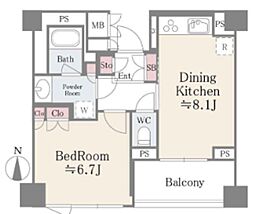 ボワエトワール立石 1DKの間取図画像
