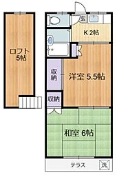 ハイツ中村園B 2Kの間取図画像
