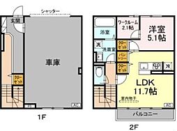 グランテージC 2階1LDKの間取り