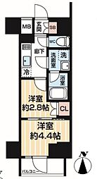 ＡＲＣＯＢＡＬＥＮＯ ＭＩＮＡＭＩＳＥＮＪＵ 13階2Kの間取り