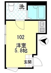 コンフォート北綾瀬 1階ワンルームの間取り