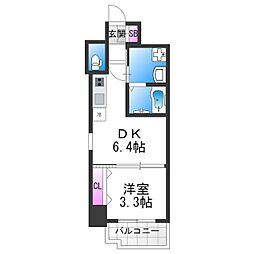 CloverPremier長居公園東 1DKの間取図画像