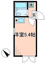 エルプレミア平井 1階ワンルームの間取り