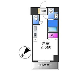 ルミノーサ堺 5階ワンルームの間取り