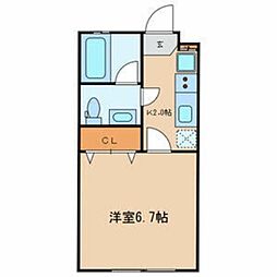 ビオトープ多摩川 1階1Kの間取り