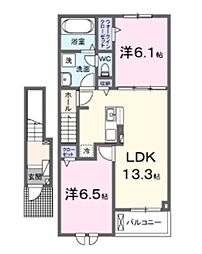 セレシア おおたかの森 2階2LDKの間取り