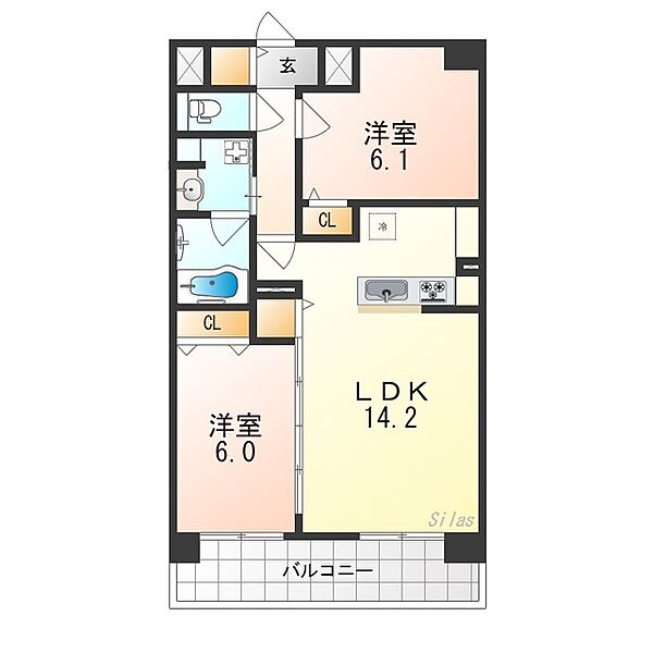 スペチアーレ堺 ｜大阪府堺市堺区一条通(賃貸マンション2LDK・8階・59.14㎡)の写真 その2