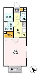 グレイス 1Kの間取図画像