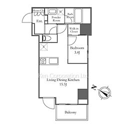 渋谷区東3丁目マンション 1LDKの間取図画像