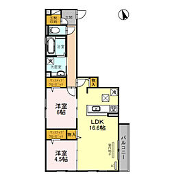 JR関西本線 平野駅 徒歩11分の賃貸アパート 2階2LDKの間取り