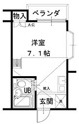 ピュアコート 2階ワンルームの間取り