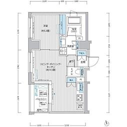 ロディア日本橋茅場町 3階1LDKの間取り