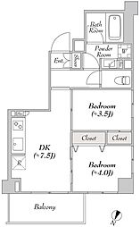 ルミーク本町ウェスト 4階2DKの間取り