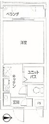グランヴァン四谷三丁目 3階ワンルームの間取り