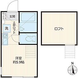 ヒルズ日吉B棟 ワンルームの間取図画像