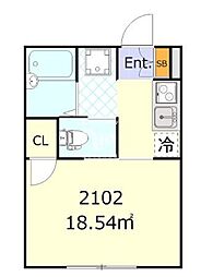 東急目黒線 西小山駅 徒歩8分の賃貸アパート 2階1Kの間取り