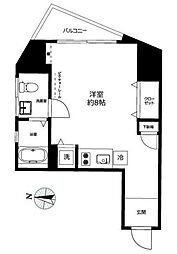 ベルファース東麻布 8階ワンルームの間取り
