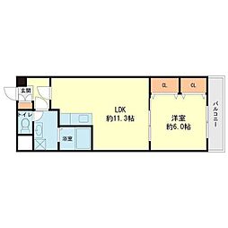 リバティエアコート 1LDKの間取図画像