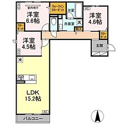 D-comodo小金井貫井北町 3階3LDKの間取り