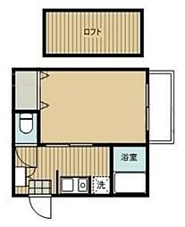 シャレー 2階ワンルームの間取り