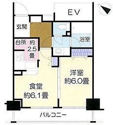 オーベル月島リバージュグラン 1LDKの間取図画像