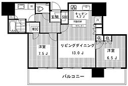 六本木グランドタワーレジデンス 2LDKの間取図画像