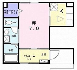ヴェルディアーレ I 1Kの間取図画像