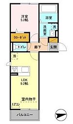メゾンエミールドゥ 2階1LDKの間取り
