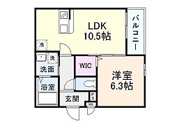 JR片町線(学研都市線) 津田駅 徒歩8分の賃貸アパート 1階1LDKの間取り