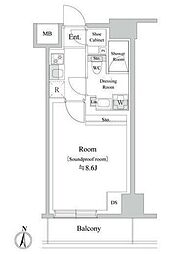 トラック両国 9階1Kの間取り