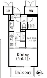 高円寺クロスオーバー 8階1DKの間取り