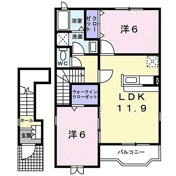 静岡県伊豆の国市守木(賃貸アパート2LDK・2階・58.80㎡)の写真 その2