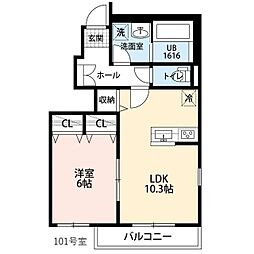 コントレイル I 1階1LDKの間取り