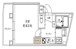 レピュア西尾久レジデンス 2階1Kの間取り