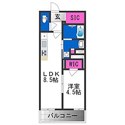 THEPHOERMETENNOJIEAST 1LDKの間取図画像