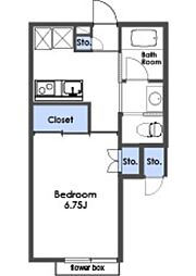 ヴィクトール3 1Kの間取図画像