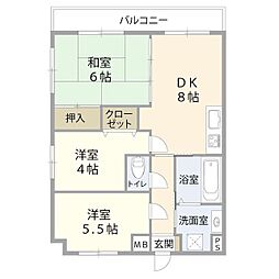 ライオンズマンション東青梅第3 4階3DKの間取り