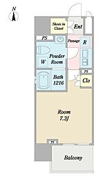 プライマル西大島小名木川 4階1Kの間取り