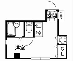 クレセント・M ワンルームの間取図画像