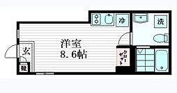 urban cube 木場 1階ワンルームの間取り