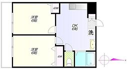 石垣ビル 2DKの間取図画像