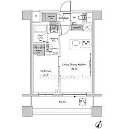 ザ・パークハビオ目黒プレイス 1LDKの間取図画像