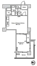 トリニティー芝浦 11階1LDKの間取り