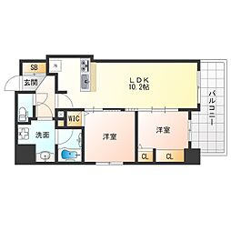 セレニテフラン野田阪神駅前 2LDKの間取図画像
