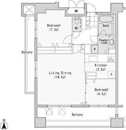 レジディア西麻布 2LDKの間取図画像
