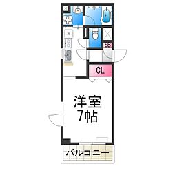 JR阪和線 鳳駅 徒歩3分の賃貸マンション 3階1Kの間取り